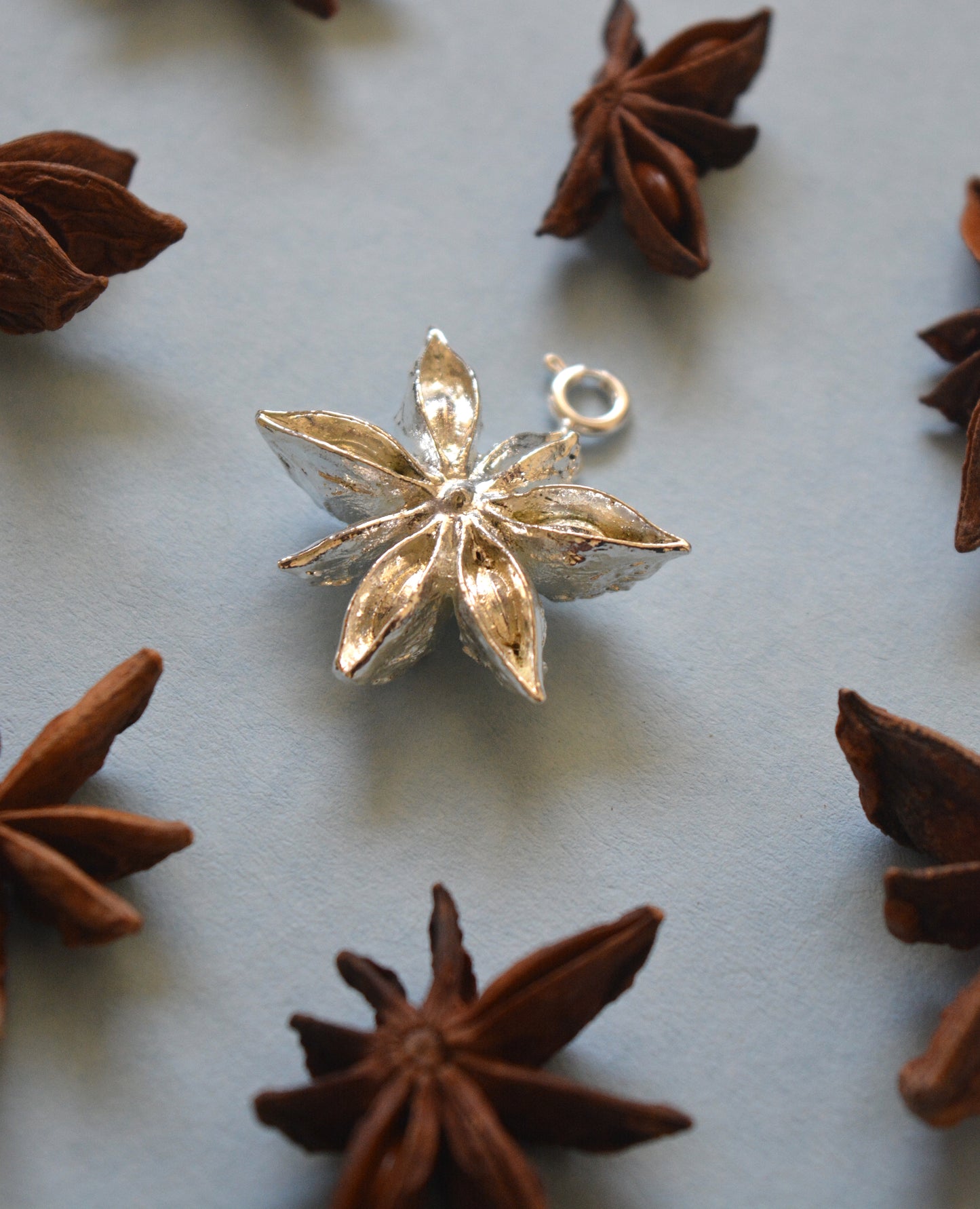 Star Anise Charm - Silver