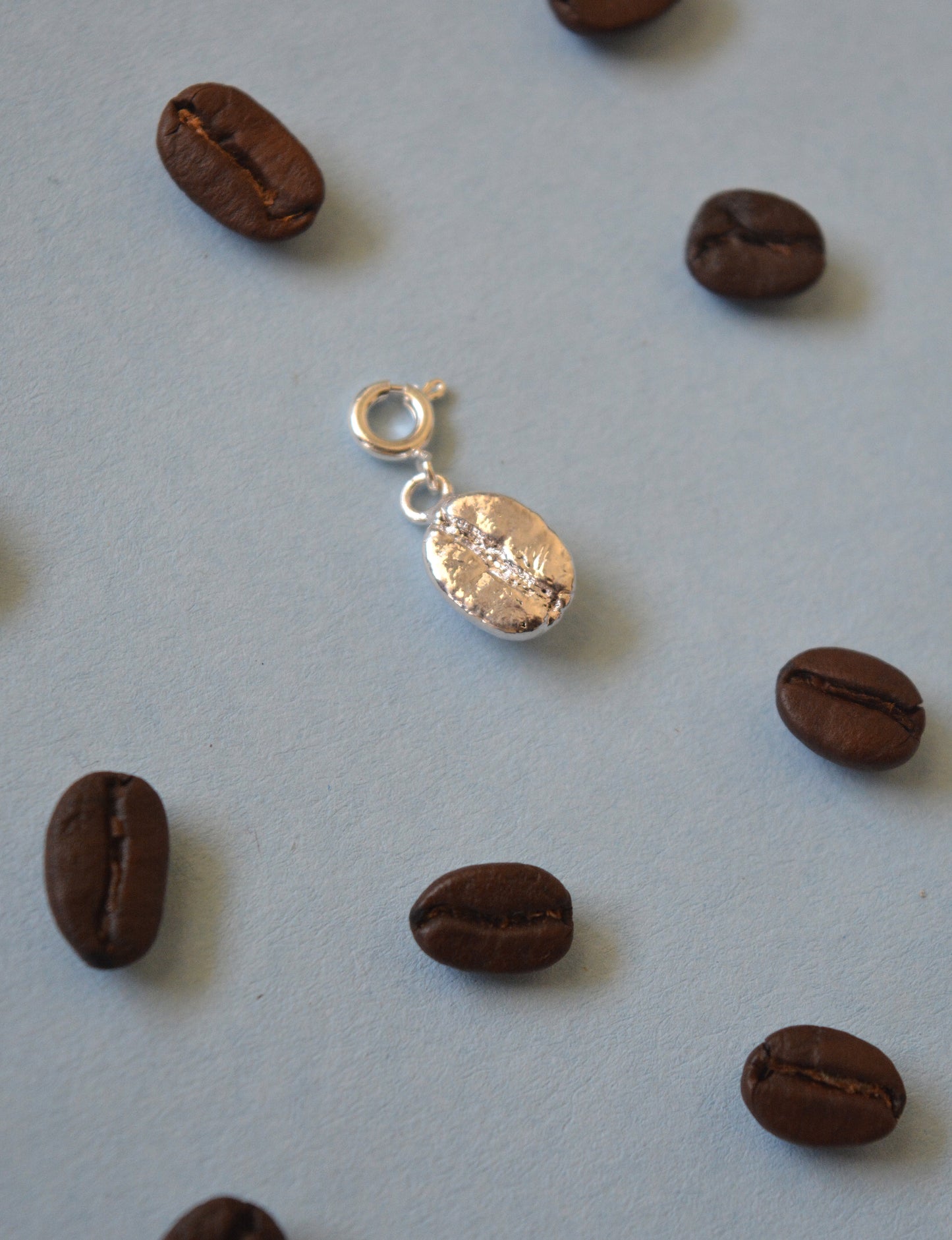 Coffee Bean Charm - Silver