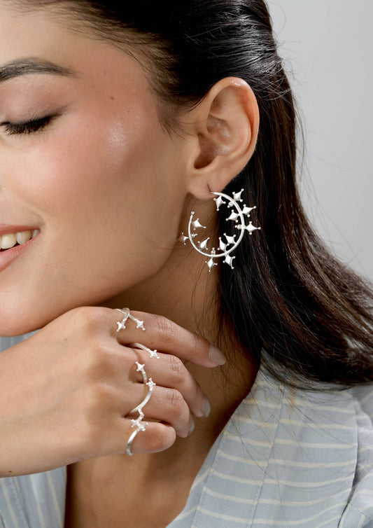 Pixel Hoops Silver