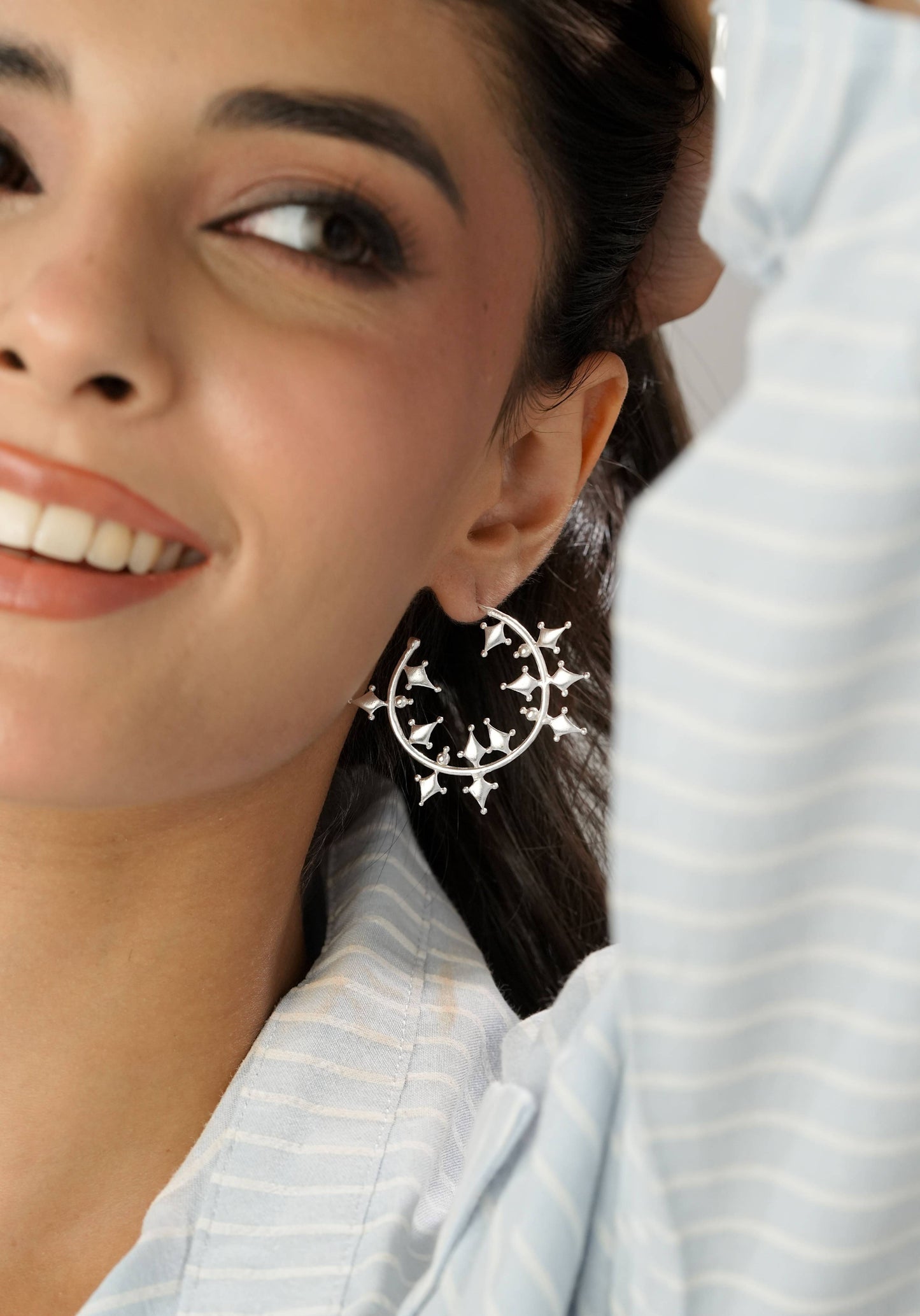 Pixel Hoops Silver